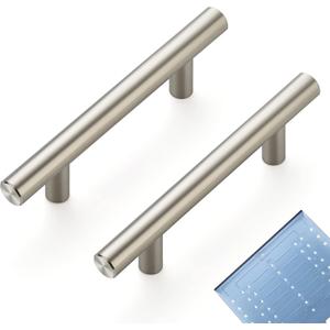 Ravinte 10 Pack | 5'' Cabinet Pulls Brushed Nickel Stainless Steel Kitchen Drawer Pulls Cabinet Handles 5Length, 3 Hole Center with Mounting Template