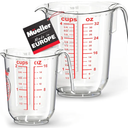 International Clear Measuring Cup Set – Two Piece Set 4 Cups/30 oz & 2 Cups/16 oz, Liquid and Dry Measuring Cups, Shutter-proof, European Made