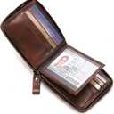 BULLCAPTAIN Mens Genuine Leather Zipper Wallet RFID Blocking Bifold Secure Zip Around Wallets Multi Credit Card Holder Purse (Handmade coffee)
