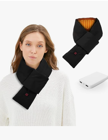 2024 Upgraded Heated Scarf for Men/Women Three Temp settings with 5000mAh Power Bank, Black