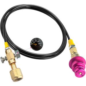 60in CGA320 Soda Machine Co2 Adapter Quick Connector Hose,for Co2 Tank Compatible With Soda Machine Terra/Art/Duo/Gaia/E-Terra/E-Duo (with Gauge and bleed valve)