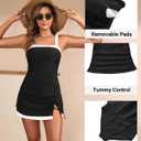 Women Tankini Swimsuits with Skirt - Two Piece Swimsuit Tummy Control Bathing Suits 2025 Swimwear (Black, L)