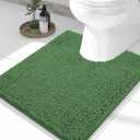 Smiry Luxury Chenille Toilet Rugs U-Shaped 24x20, Soft Absorbent Non-Slip Contour Bathroom Rugs for Toilet, Machine Washable Contoured Bath Mats, Olive Green