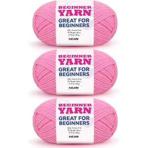 3x60g Peach Yarn for Crocheting and Knitting;3x66m (72yds) Cotton Yarn for Beginners with Easy-to-See Stitches;Worsted-Weight Medium #4;Cotton-Nylon Blend Yarn for Beginners Crochet Kit Making