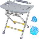 Folding Shower Chair for Inside Shower, 400lbs Foldable Shower Stools, Portable Travel Shower Seat, Stainless Steel Small Shower Chair for Seniors, Disabled, Adults, Gray
