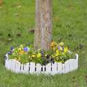 EasyFlex No-Dig Landscape Edging with Anchoring Spikes, 4.5 in. Tall Decorative Adirondack Wood-Look Fence Garden Border, 15 Foot Kit, White (3600WT-15C-6)