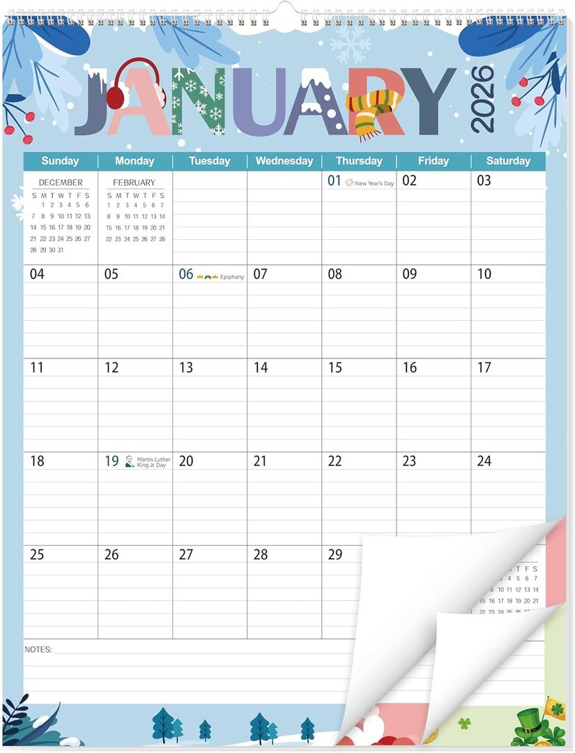 GuassLee Extra Large Wall Calendar 2026-2027, 18-Month Vertical Wall Calendar 2026, Jan. 2026 to Jun. 2027, 17" X 22" Paper Hanging Planner with Thick Paper Spiral Bound for Office Home Organizing