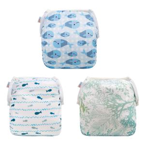 ALVABABY 3pcs Swim Diapers Baby & Toddler Snap One Size Reusable Adjustable Baby Boy Large Fish&sea-Plant 3ZSWY02
