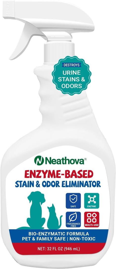 Stain & Strong Odor Eliminator, Enzyme Cleaner, Pet Odor Eliminator for Home - Carpet Stain Remover for Cats & Dog Pee - Urine Destroyer - Carpet Cleaner Spray Clear (Unscented)