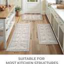 GRANNY SAYS Boho Kitchen Rug Sets of 3, Non Slip Washable Faux Wool Kitchen Mats for Floor, Thick Soft Anti-Fatigue Comfort Standing Mat Runner Rugs for Hallway Laundry Room, Beige