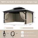 Outdoor Gazebo Curtain Replacement Universal 4-Panel Sidewalls 12' X 14',Outdoor Patio Waterproof Privacy Curtain with Double Zipper for Patio,Garden, and Backyard (Curtain Only)