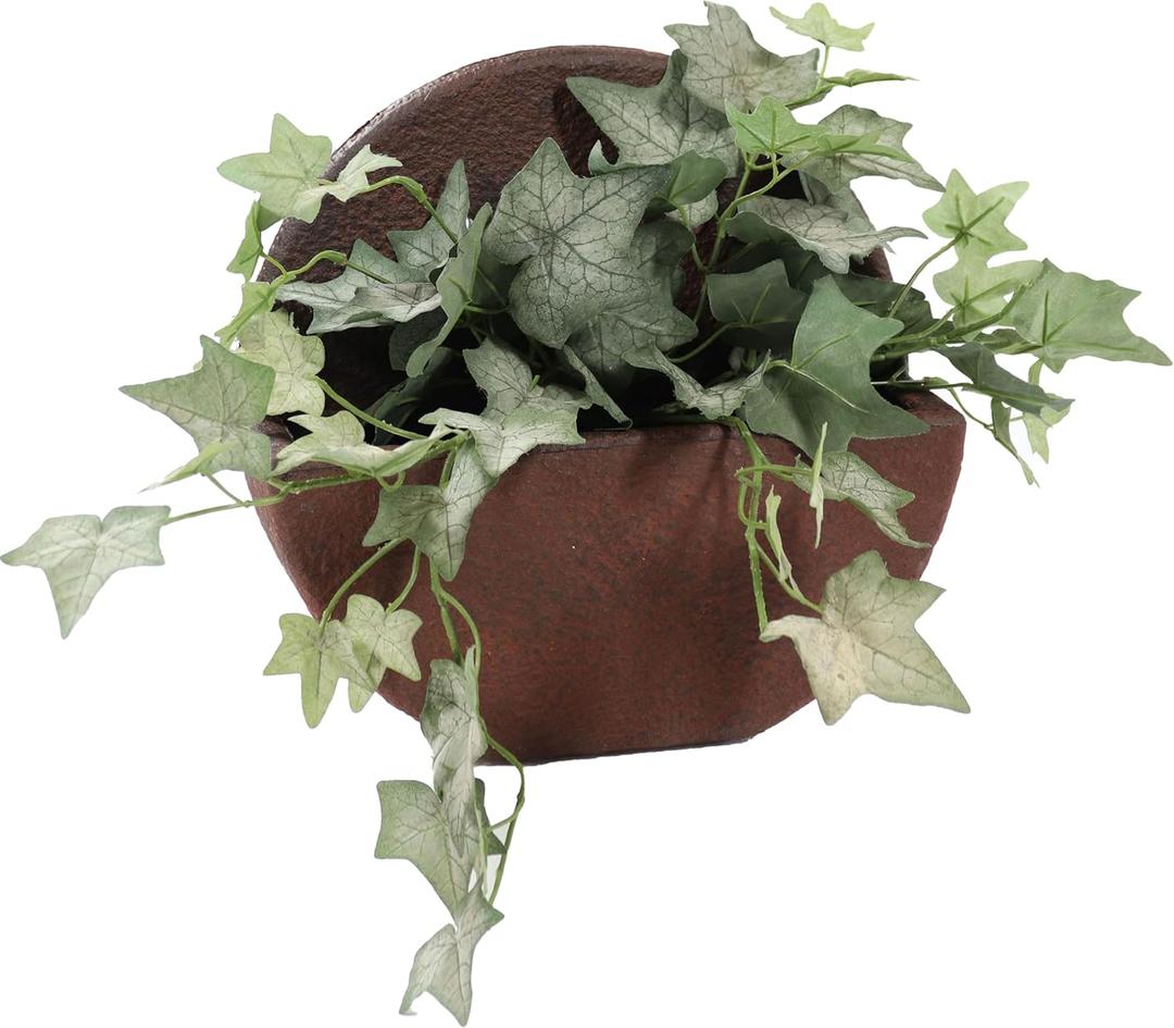 Sunnydaze 12" Round Wall Planter - Polyresin Wall-Hanging Flower Pot for Indoor or Outdoor Use - Dark Brown