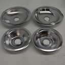 4-Piece Drip Pans Set - Compatible with GE Stoves - Chrome Finish Electric Stove Burner Drip Pans - 2 x 6inch, 2 x 8inch Stove Drip Pans - GE Stove Drip