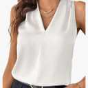 EVALESS Womens Pleated Tank Tops V Neck Casual Sleeveless Blouses Summer Basic Vest Shirt S