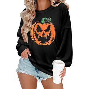 Zeagoo Women's Halloween Pumpkin Graphic Sweatshirts Long Sleeve Pullover Tops Gothic M