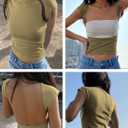 Women Sexy Backless Going Out Top Double Lined Y2K Open Back Crop Tops 2025 Backless Tee Shirts Summer Trendy