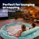 SLOOSH Inflatable Tanning Pool Lounger Float, 72" x 56" Pool Floats Adult with Pillow, 4 in 1 Round Suntan Tub Raft Floatie,Sunbathing Bed Lounge for Water Blow Up Ball Pit Party Gifts, Cyan