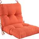 Outdoor Indoor Seat/Back Chair Tufted Cushion,All-Weather Patio Chair Cushion with Ties,for Patio Furniture,Orange