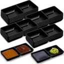 Gejoy Sauce Dish Dual Dipping Bowls Dual Sauce Bowls Soy Two Compartments Party Trays Divided Fondue Plates for Restaurant Kitchen Sushi Soy(Black)