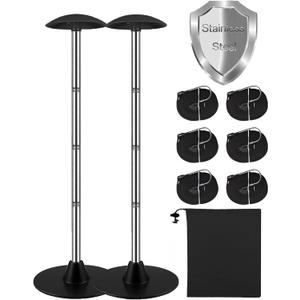 Boat Cover Support Pole System with Storage Bag, Heavy-Duty Windproof 201 Stainless Steel Pontoon Cover Support Poles with Anti-UV Straps & ABS Base,15-54'' Adjustable Support Pole (2 Pack)