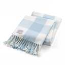 Mellowdy Classic Checkered Blanket - Faux Cashmere Plaid Throw with Fringe - Soft Woven, Lightweight, Farmhouse, Vintage Inspired Décor for Couch, Chair, Office (Winter Blue, 50x60)