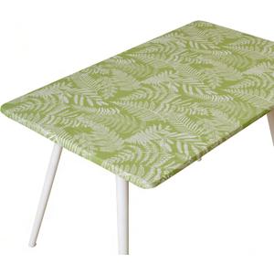 Rectangle Picnic Table Cloth, Elastic Waterproof Fitted Vinyl Tablecloths for 4 Foot Tables, Wipeable Flannel Backed Table Covers for Dining, Camping, Outdoor(Green Leaves,30"x48")