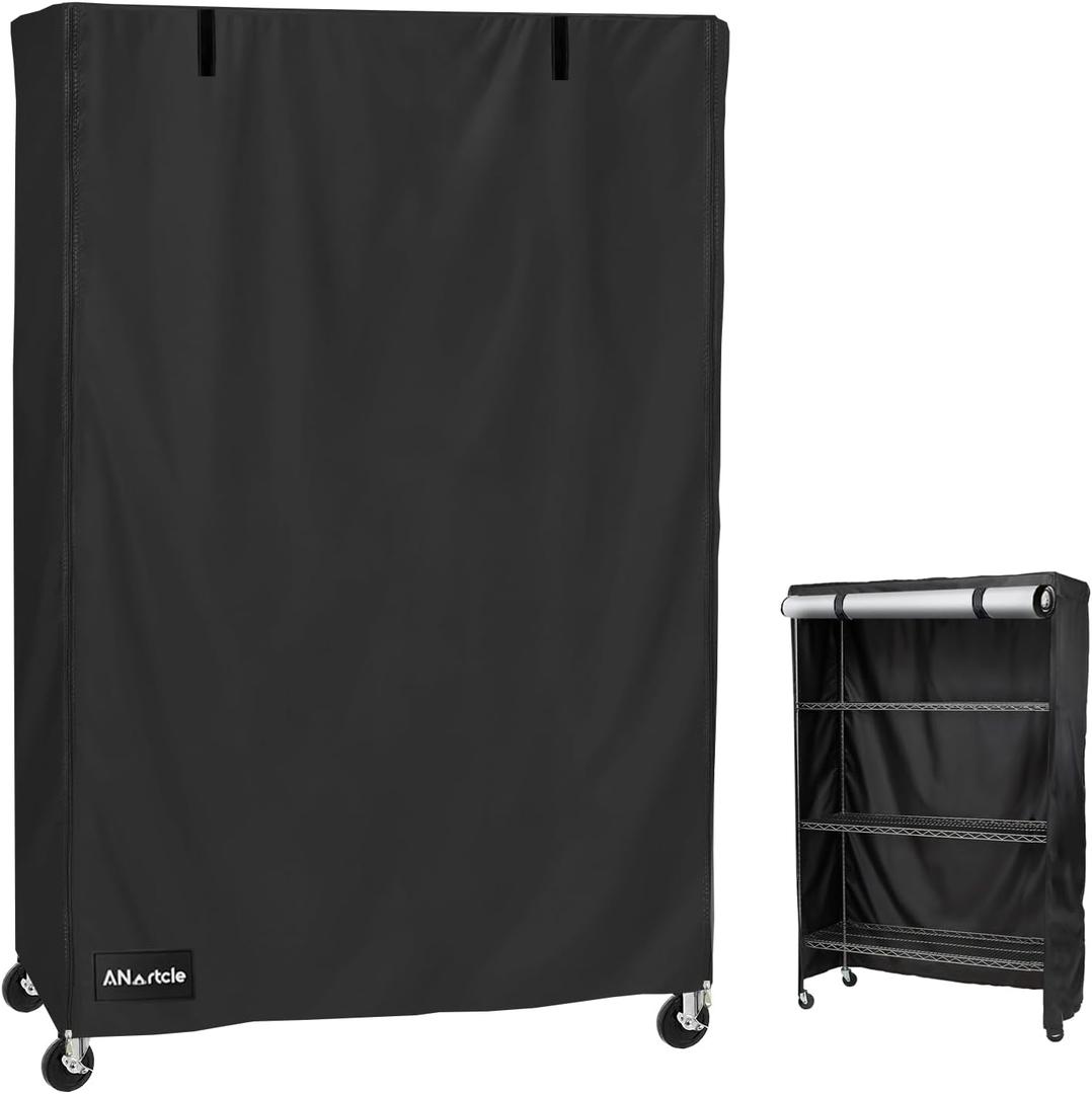 Shelf Covers for Wire Shelving,600D Waterproof&Dustproof Standing Shelf Unit Cover,Fits 5-Tier Adjustable Heavy Duty Storage Shelving Unit 36''L x 14''W x 72''H,Black