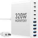 320W USB C Charger Block, 10-Port USB C Charging Station GaN III PD 65W Laptop Fast Charger Adapter for MacBook Pro/Air, DELL, iPad, iPhone, Samsung Galaxy White