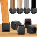16PCS Square Silicone Chair Leg Floor Protectors for Hardwood Floors, Felt Furniture Pads Covers Table Chair Leg Caps, Large Chair Sliders for Wood Floors, Anti-Scratches&Noise(Black, Fit:1.1"-1.45")