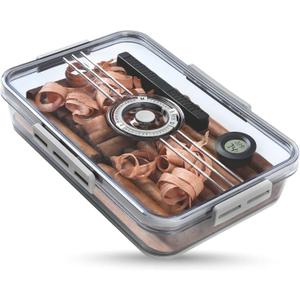 Cigar Tupperdor Humidor - Airtight Cigar Container with Included Cigar Accessories: Spanish Cedar Paper, Humidifier, Hygrometer - Holds 25-50 Cigars