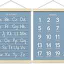 BONETAT Numbers alphabet poster for Nursery Toddlers, Play Room Wall Decor,ABC Wall Chart, Wall Hanging Decor for Toddler Playroom Decor Kids Wall Decor, Wooden Frame Alphabet Banner-A07