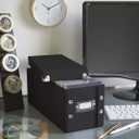 Snap-N-Store CD Storage Box - 2 Pack - Durable 5.1 x 5.1 x 13.2 Inch Disc Holders with Lids to Store up to 52 CDs - Black