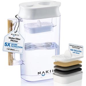Water Filter Pitcher - Long Lasting 150 Gallons, Supreme Fast Filtration and Purification Technology, Removes Chlorine, Metals for Clean Tasting Drinking Water, WQA Certified,