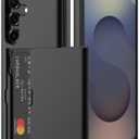 Nvollnoe for Samsung Galaxy S25 Case with Card Holder Dual Layer Heavy Duty Protective Case Hidden Card Slot Slim Wallet Cover for Samsung S25 6.2''(Black)