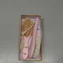 Baby Hair Brush Set for Newborns - Soft Goat Bristle Wooden Baby Brush and Comb Set Newborn Grooming Kit for Cradle Cap, Durable & Gentle, Boy, Girl Infant Essentials Care Kit (Regular, Blush)