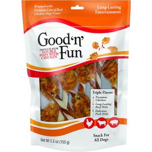2 x Good 'n' Fun Triple Flavor Double Pops with Chicken, Gourmet Dog Snacks, 5.5 Ounces (EXP 02/12/28)