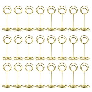 Table Number Holders, Simple Sign Stand Place Card Holder, Delicate Name Reusable Picture Memo Note Holder for Wedding Birthday Party Restaurant (24pcs, Gold)