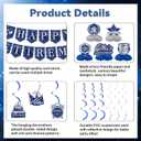 2 x 12Pcs Retirement Party Decorations for Men Women Blue Silver Happy Retirement Banner Honeycomb Centerpiece Swirls Party Supplies Retired Farewell Party Set Work Graduation Party Decorations