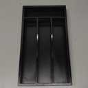 Small Silverware Organizer, Bamboo Kitchen Drawer Organizer, Utensil Holder, Cutlery Tray & Spoon Flatware Storage with Grooved Drawer Dividers (Black), Small 6.7x12 Inch