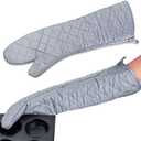Linwnil Extra Long 23 Inch Heat Resistant Oven Gloves New Cotton Oven Mitts Kitchen Gloves High Temperature Cooking Tool BBQ Gloves (23-Inch) (Silver)