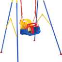 3-in-1 Toddler Swing Set, Metal A-Frame Hammock Chair Stand, Foldable Baby Swing Frame, Easy to Assemble & Store, Indoor/Outdoor Swing Stand for Toddler Baby Jumper Chair (SEAT) (Bule)