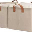 StorageWorks Storage Bins, Shelves Baskets for Organizing, Large Fabric Closet Organizers with Handles, Metal Frame, Brown and Beige, 2-Pack (16 " L x 12" W x 10 " H)
