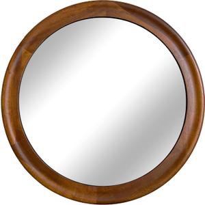 CULER Round Wall Mirrors 36 Inch,Wood Rustic Decorative Transitional Mirror with Walnut Frame for Wall,Farmhouse Hanging Vanity Mirror for Bathroom Bedroom Living Room or EntrywayWalnut Brown (36"L x 36"W)