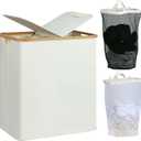 efluky Laundry Hamper with Lid, Double Laundry Hamper with 2 Removable Bags, 2 Section Laundry Basket with Bamboo Handles for Bathroom, Bedroom & Laundry Room, 140L (36.9 Gallon) Beige