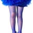 LUCKELF Girls Tights Children's Fishnet Tight 12 Colors Sparkle Rhinestone Hollow Out Pantyhose, One Size (Navy Blue)