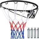 Basketball Rim Replacement Standard 18" Steel Rim Wall Mounted Basketball Goal Hoop with Net for Indoor Outdoor