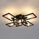 ZGLAOJT Black Industrial Semi Flush Mount Ceiling Light 5-Light Kitchen Light Fixtures Modern Large Matte Sputnik Chandelier for Dining Room Bedroom Farmhouse Living Room