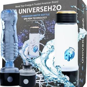 UniverseH2O Hydrogen Water Bottle Generator 400ml – Glass SPE PEM Tech, Up to 2800+ PPB Molecular Hydrogen Generator with Nasal Cannula, Rechargeable, Portable, Compatible with Bottles