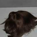 UDU Short Bob Hair Topper for Women with Thinning Hair - Realistic Synthetic Wiglet with Bangs - Natural Look Clip in Top Hairpiece for Volume and Coverage (Dark Brown Mixed)