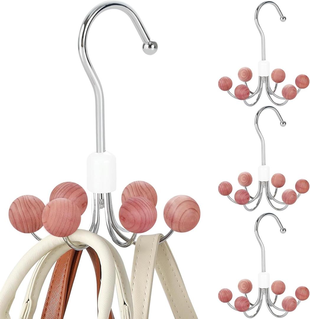 TOPIA HANGER Hoodie Hangers 4-Pack with 6 Cedar Balls, 360Swivel Purse Hanger, Scarf Hanger, Closet Hooks, Handbag Organizer, Bra Hanger, Accessory Organizers for Scarf, Tanktop, Hat, Hoodie CT57C